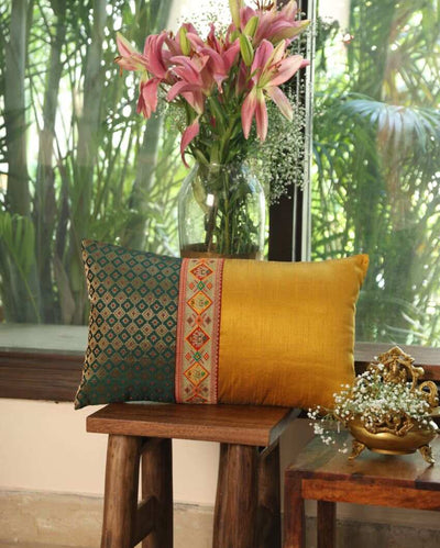 Indian Sari Silhouette Design Cushion Cover | 12 x 20 inches