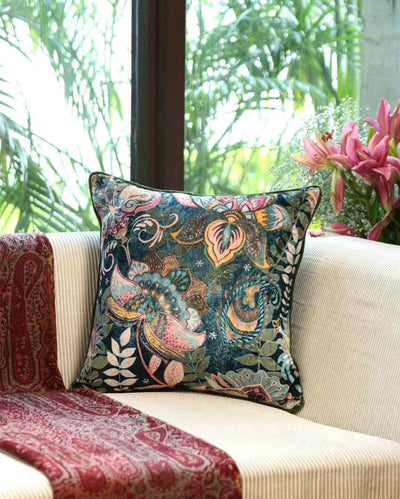 Graceful Floral Design Digitally Printed Cushion Cover | 18 x 18 inches