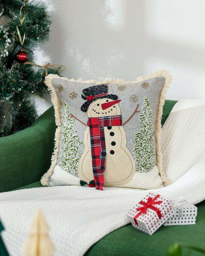 Cozy Snowman Christmas Cushion | 18 X 18 Inches