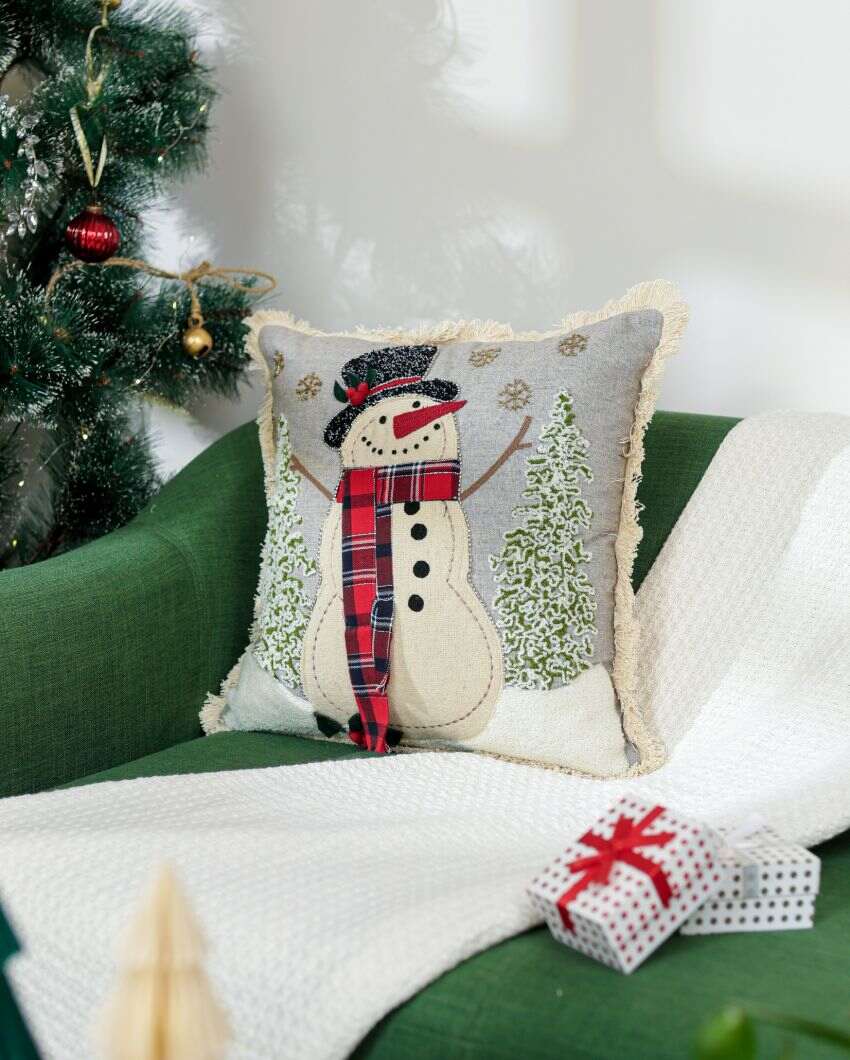 Cozy Snowman Christmas Cushion | 18 X 18 Inches