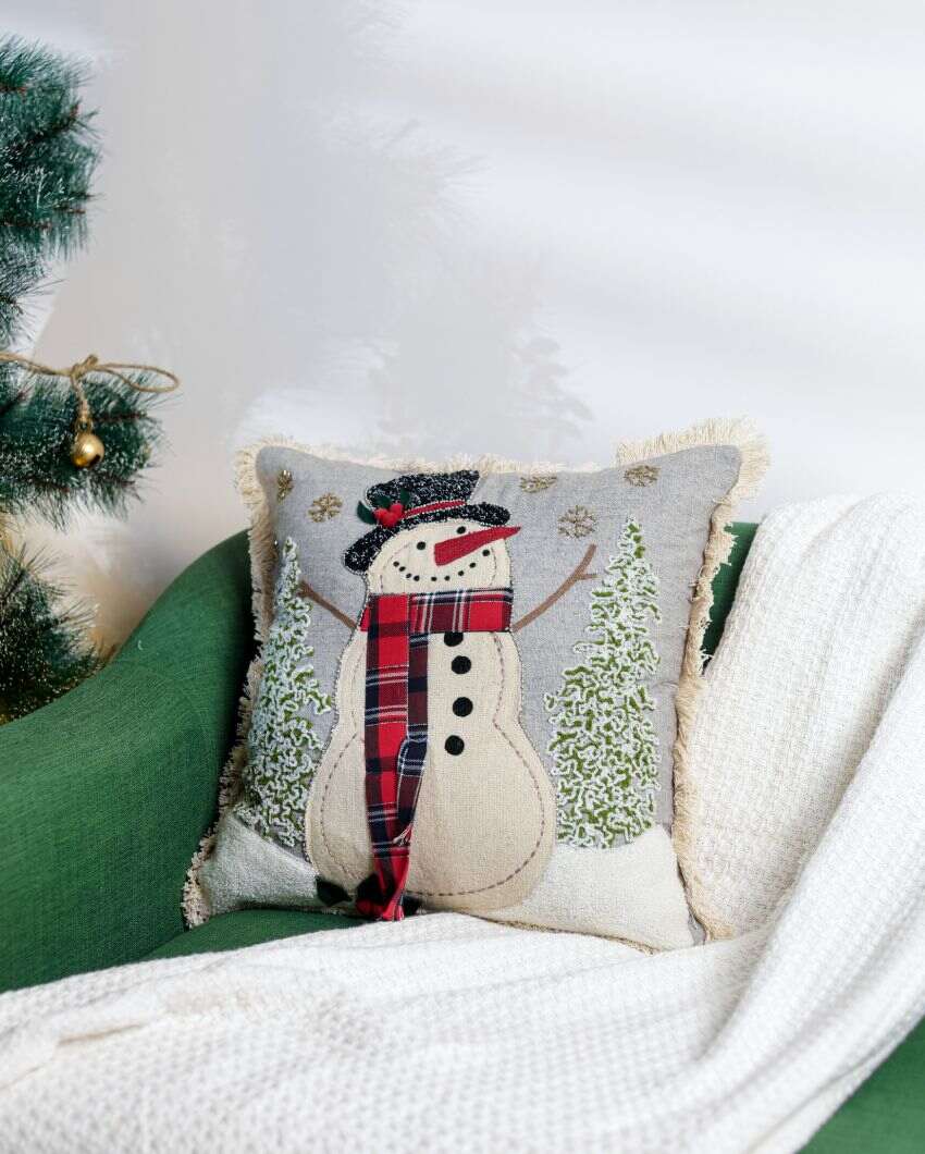 Cozy Snowman Christmas Cushion | 18 X 18 Inches