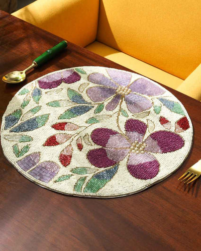 Colorful and Vibrant Flower Printed Table Mat | 15 inches