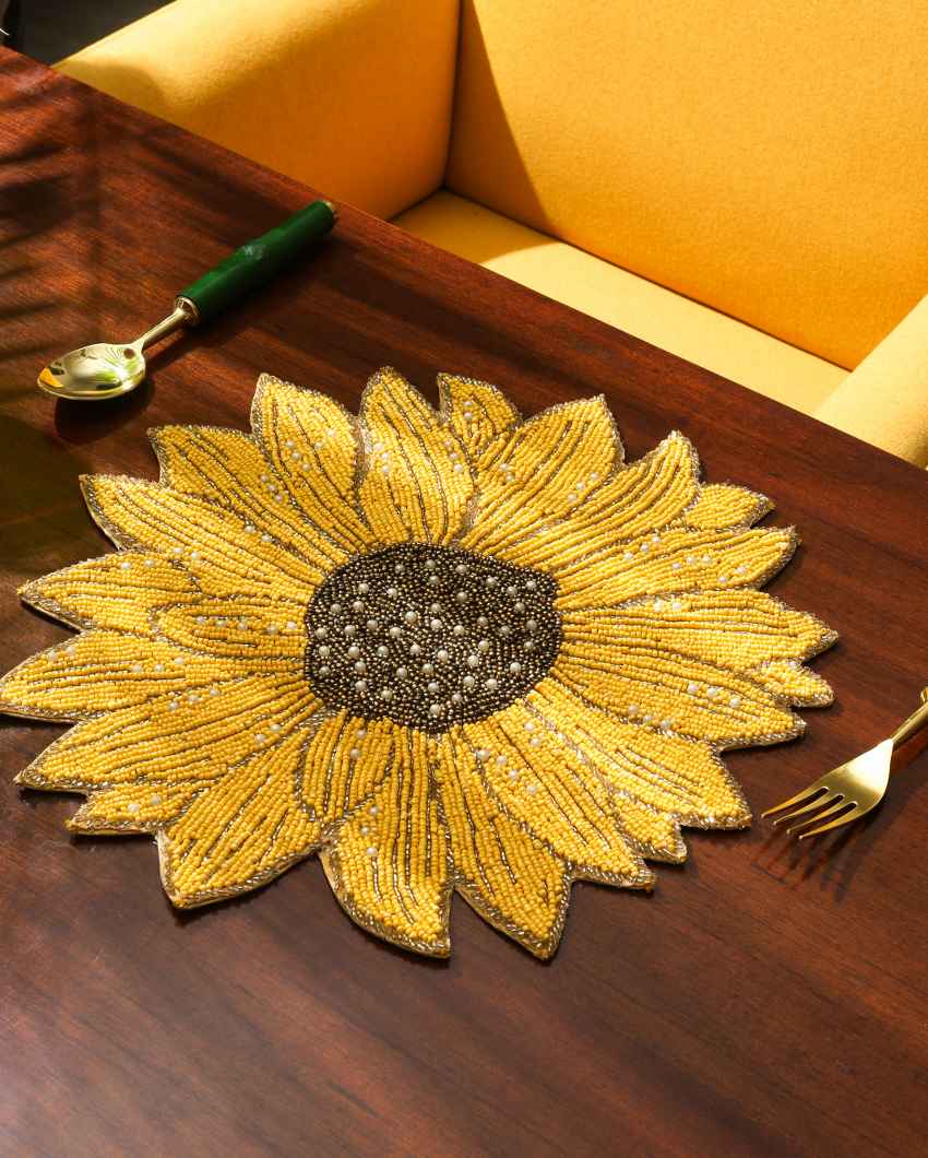 Bright and Cheerful Sunflower Design Table Mat | 15 inches