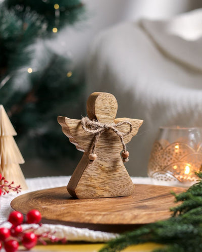 Charming Wooden Angel Christmas Decor | 5 X 5 Inches