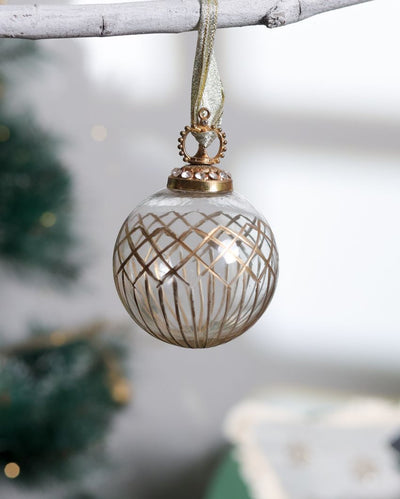 Sparkling Clear And Gold Christmas Glass Decor | 3 X 4 Inches