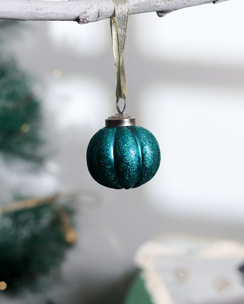 Charming Teal Christmas Glass Decor | 2 Inches