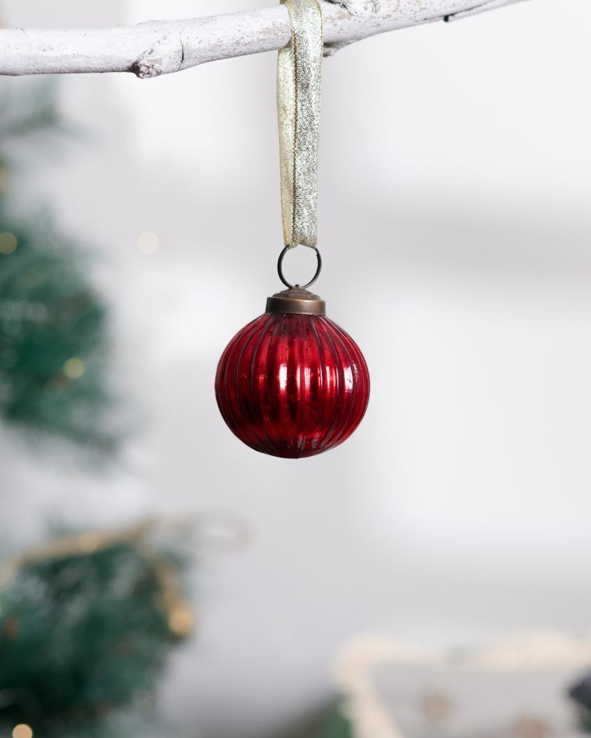 Festive Red Christmas Glass Decor | 2 X 3 Inches