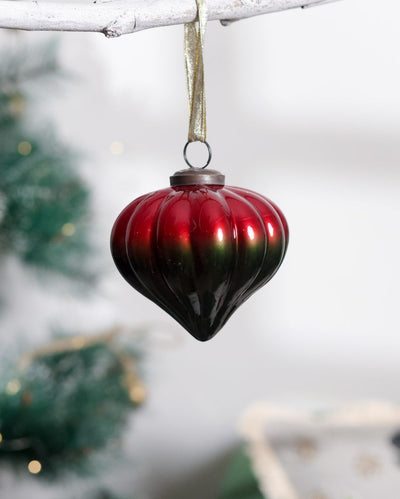 Vibrant Red And Black Christmas Glass Decor | 4 Inches