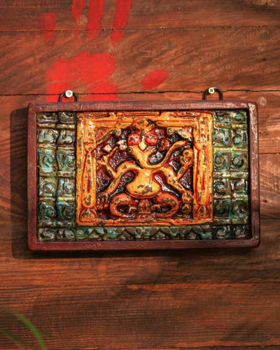 Decorative Lord Ganesha Painted Wall Decor Panel | 10 x 2 x 7 inches