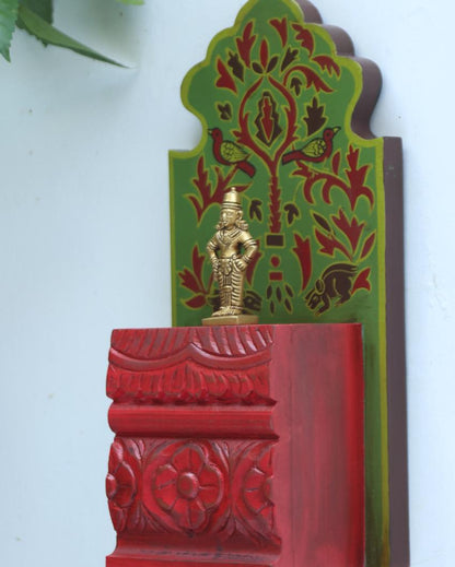 Red & Green Hand Painted Wooden Corbel