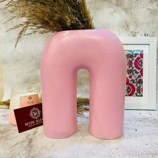 Atypical U Shape Decorative Vase Pink