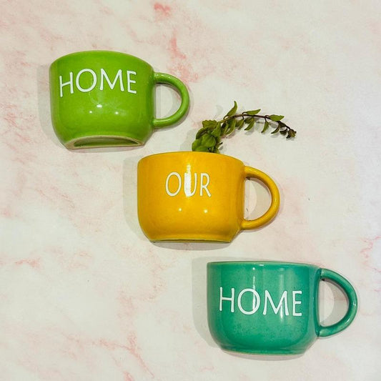 Home Sweet Home Ceramic Wall Hanging Cup Planter | Set of 3 Default Title