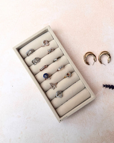 Velvet Rings Cufflinks Organizer Mini Jewellery Tray | 8 x 4 inches