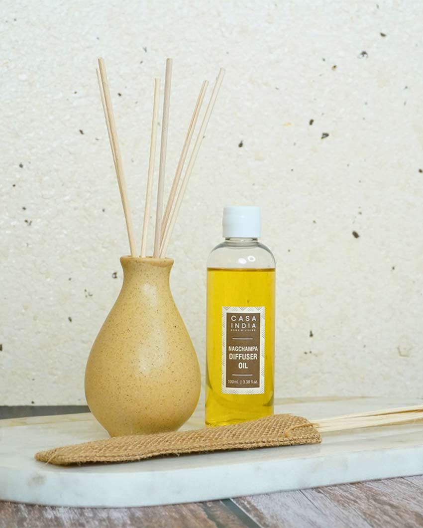 Elegant Yellow Design Nag Champa Fragrance Reed Diffuser | Pack of 3