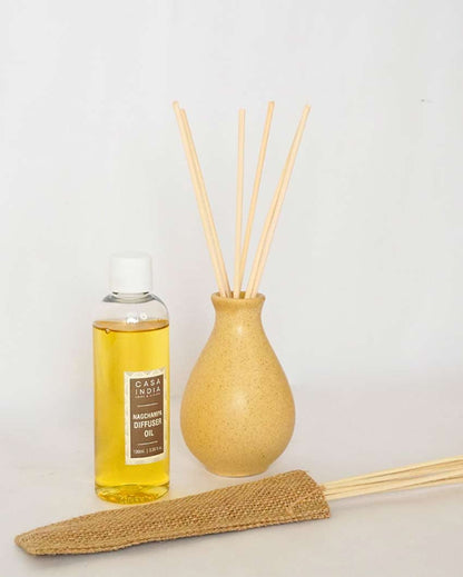 Elegant Yellow Design Nag Champa Fragrance Reed Diffuser | Pack of 3