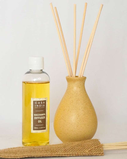 Elegant Yellow Design Nag Champa Fragrance Reed Diffuser | Pack of 3