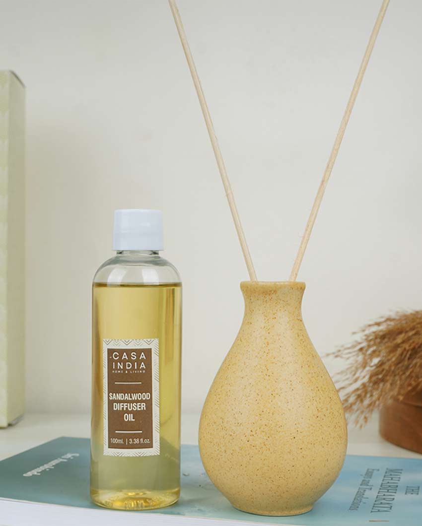 Elegant Yellow Design Sandalwood Fragrance Reed Diffuser | Pack of 3