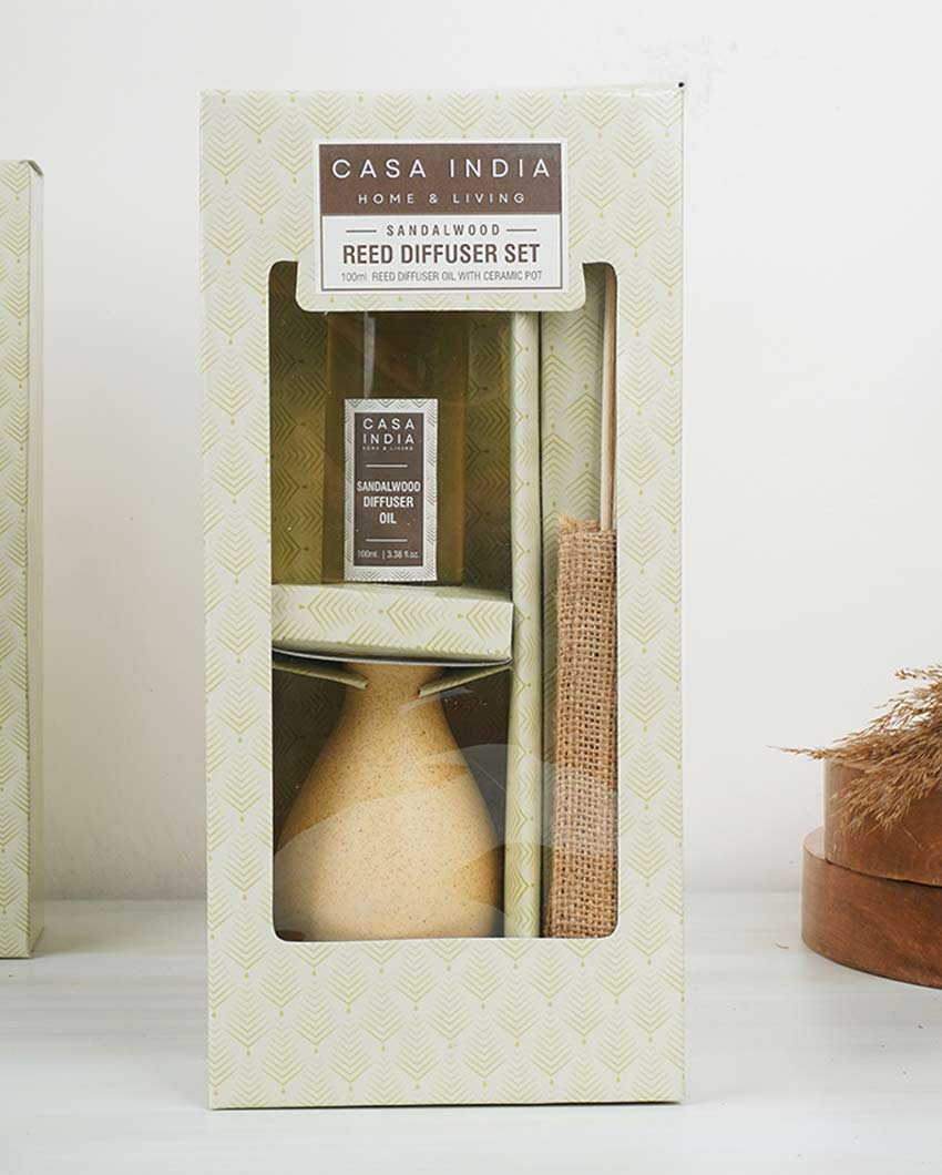 Elegant Yellow Design Sandalwood Fragrance Reed Diffuser | Pack of 3