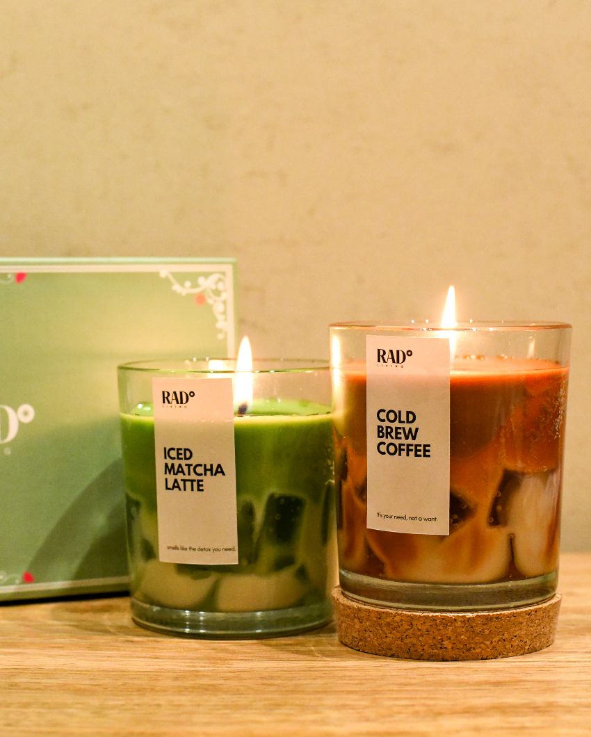 Iced Matcha And Cold Brew Candles Gift Box | 7.6 x 8.9 cm / 3 x 3.5 inches