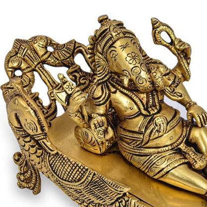 Lord Ganesha On A Peacock Chariot | 9 x 3 x 6 inches