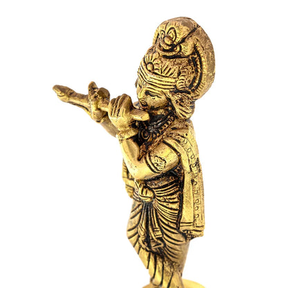 Exquisite Brass Shri Krishna Idol | 2 x 3 x 7 inches