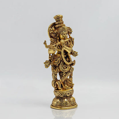 Divine Brass Shri Krishna Idol | 4 x 3 x 10 inches