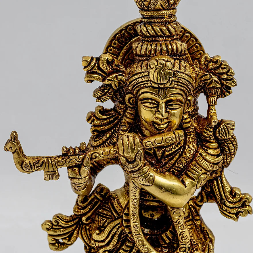 Divine Brass Shri Krishna Idol | 4 x 3 x 10 inches