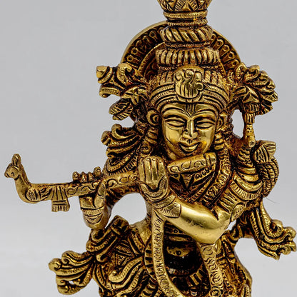 Divine Brass Shri Krishna Idol | 4 x 3 x 10 inches