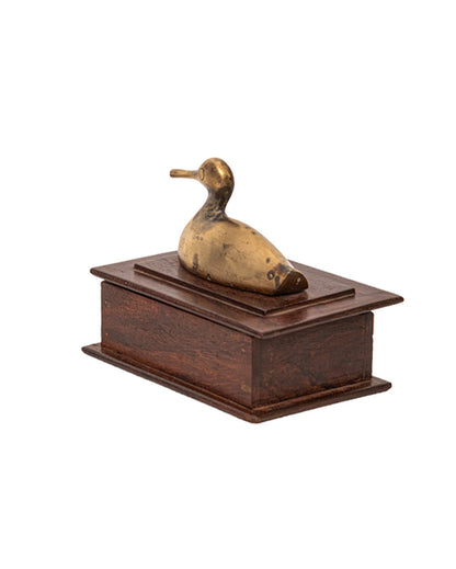 Exquisite Wooden Box with Pure Brass Goose Ornament | 15 x 10 x 12 cm/ 6 x 4 x 5 inches