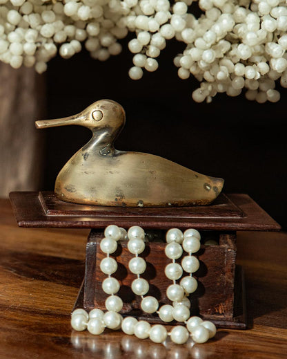 Exquisite Wooden Box with Pure Brass Goose Ornament | 15 x 10 x 12 cm/ 6 x 4 x 5 inches