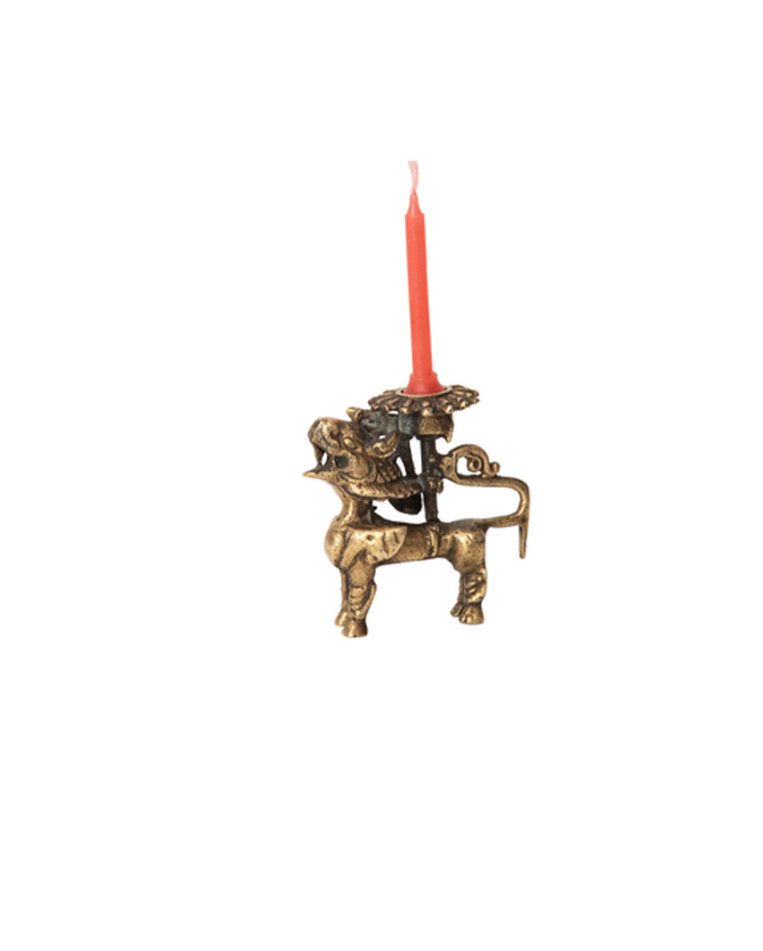 Timeless Antique Candle Holder Decorative Piece | Mustard |7 x 5 x 10 cm/ 3 x 2 x 4 inches