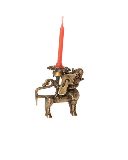 Timeless Antique Candle Holder Decorative Piece | Mustard |7 x 5 x 10 cm/ 3 x 2 x 4 inches