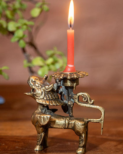 Timeless Antique Candle Holder Decorative Piece | Mustard |7 x 5 x 10 cm/ 3 x 2 x 4 inches