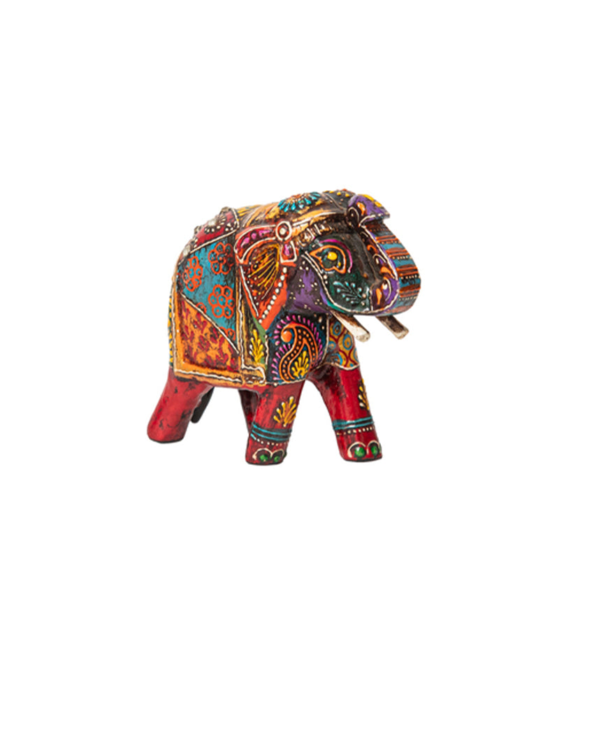 Decorative Wooden Pair of Elephants Sculptures |  Pack of 2 |12 x 5 x 10 cm / 5 x 2 x 4 inches