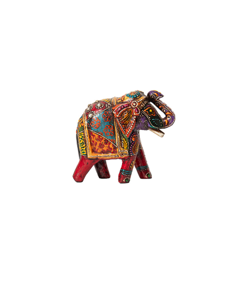 Decorative Wooden Pair of Elephants Sculptures |  Pack of 2 |12 x 5 x 10 cm / 5 x 2 x 4 inches