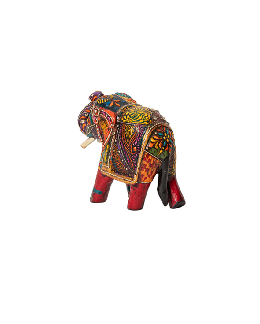 Decorative Wooden Pair of Elephants Sculptures |  Pack of 2 |12 x 5 x 10 cm / 5 x 2 x 4 inches