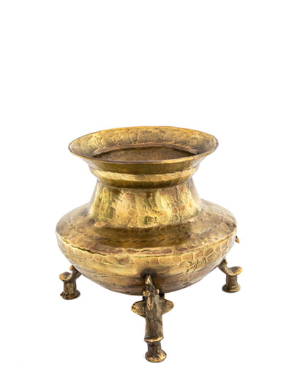 Classic Pure Brass Antique Pot Decorative Accent |Mustard |10 x 7 x 12 cm/ 4 x 3 x 5 inches