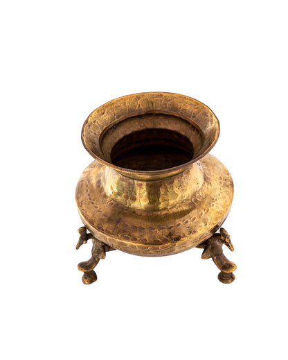 Classic Pure Brass Antique Pot Decorative Accent |Mustard |10 x 7 x 12 cm/ 4 x 3 x 5 inches