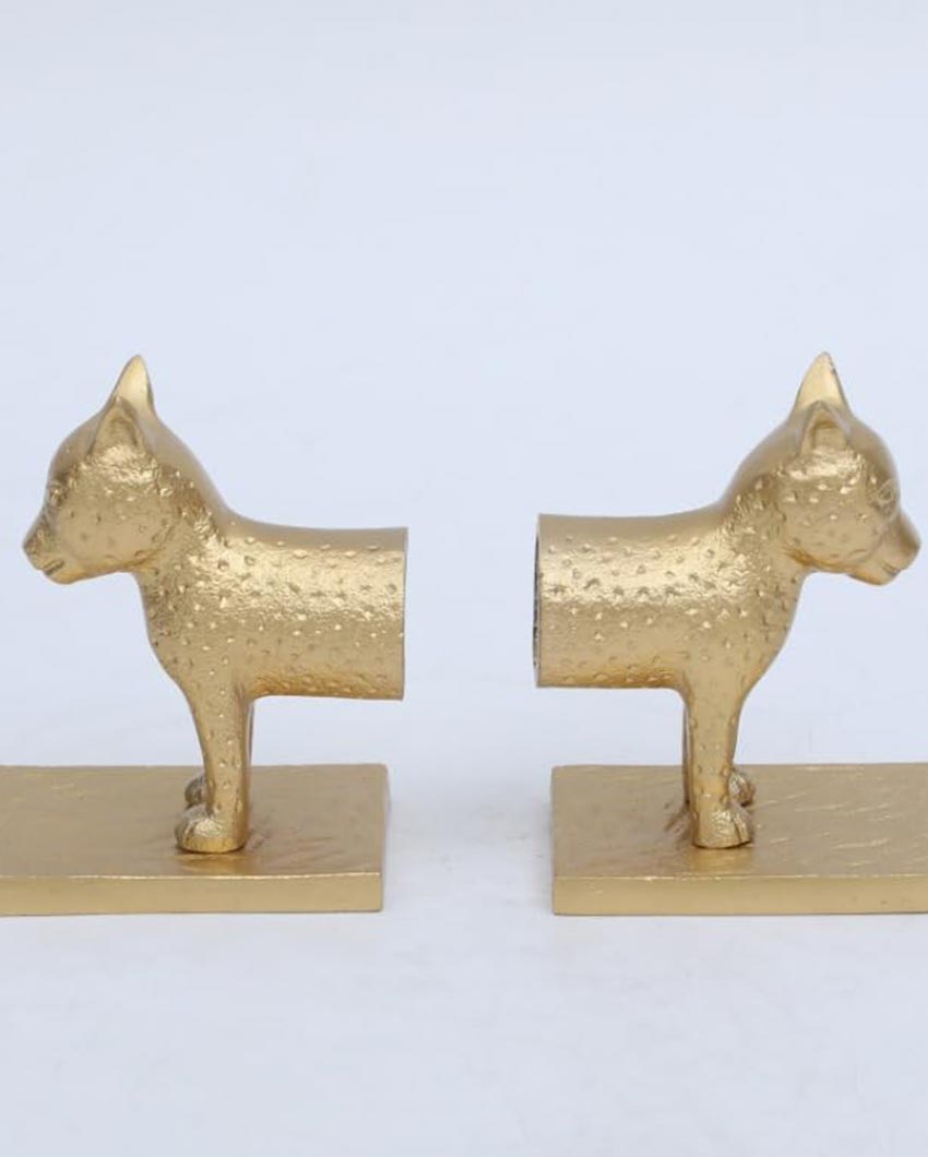 Stylish Sheera Metal Bookends Decorative Pieces | Mustard| Pack of 2 | 10 x 7 x 15 cm /4 x 3 x 6 inches