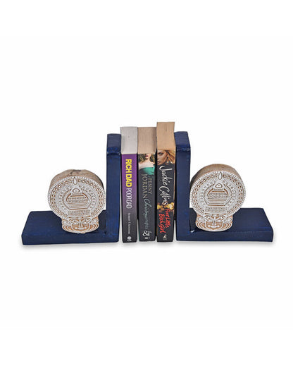 Wooden Navy Kathak Book Ends Decorative Holders | Pack of 2 | 17 x 7 cm /7 x 3 inches