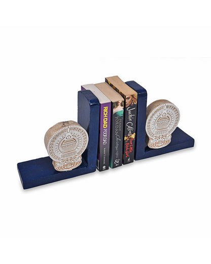 Wooden Navy Kathak Book Ends Decorative Holders | Pack of 2 | 17 x 7 cm /7 x 3 inches