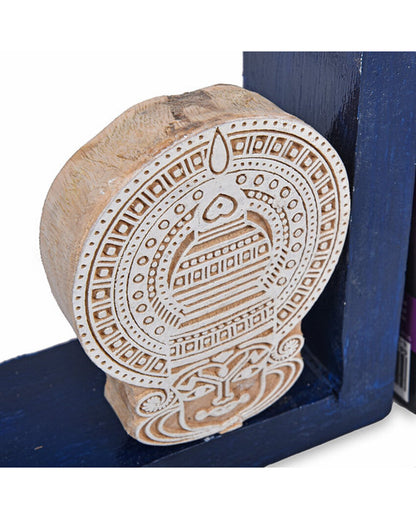 Wooden Navy Kathak Book Ends Decorative Holders | Pack of 2 | 17 x 7 cm /7 x 3 inches