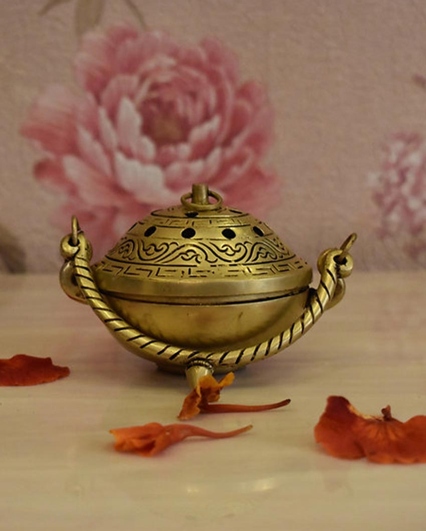 Classic Traditional Dhoop Dhuni Incense Burner |Mustard|  10 x 12 x 7 cm/4 x 5 x 3 inches