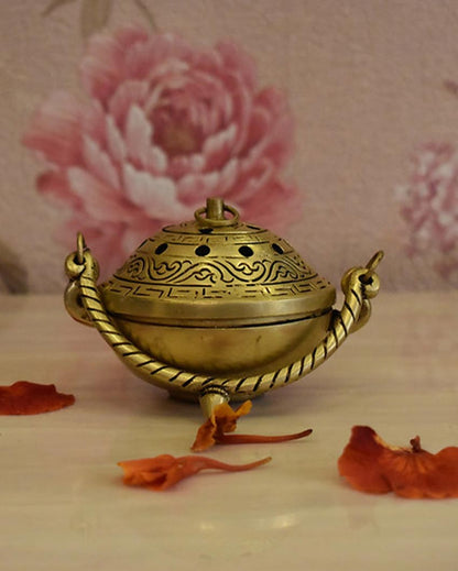 Classic Traditional Dhoop Dhuni Incense Burner |Mustard|  10 x 12 x 7 cm/4 x 5 x 3 inches