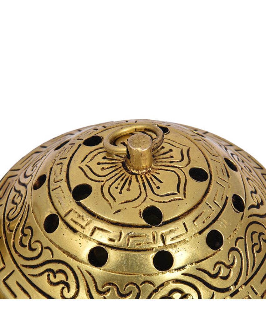 Classic Traditional Dhoop Dhuni Incense Burner |Mustard|  10 x 12 x 7 cm/4 x 5 x 3 inches