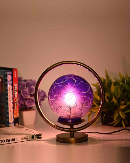 Buchsbaum Decorative Round Table Lamp with Colorful Glass Shade | 9 x 10 inches