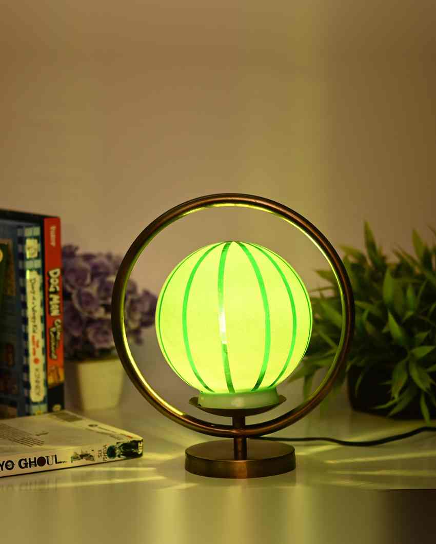 Edelweib Decorative Round Table Lamp with Colorful Glass Shade | 9 x 10 inches