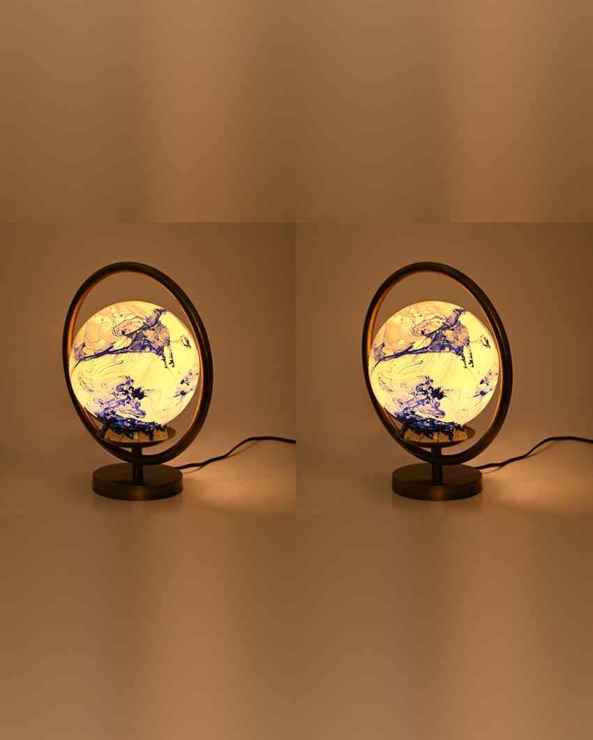 Glockenblume Decorative Round Table Lamp with Colorful Glass Shade | 9 x 10 inches