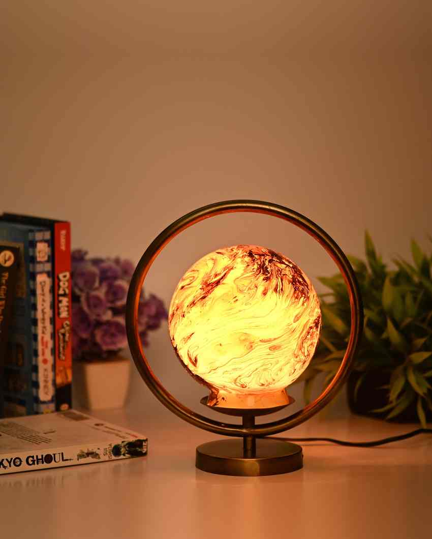 Heidekraut Decorative Round Table Lamp with Colorful Glass Shade | 9 x 10 inches