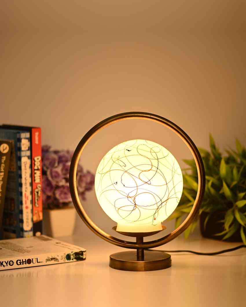 Hibiskus Decorative Round Table Lamp with Colorful Glass Shade | 9 x 10 inches